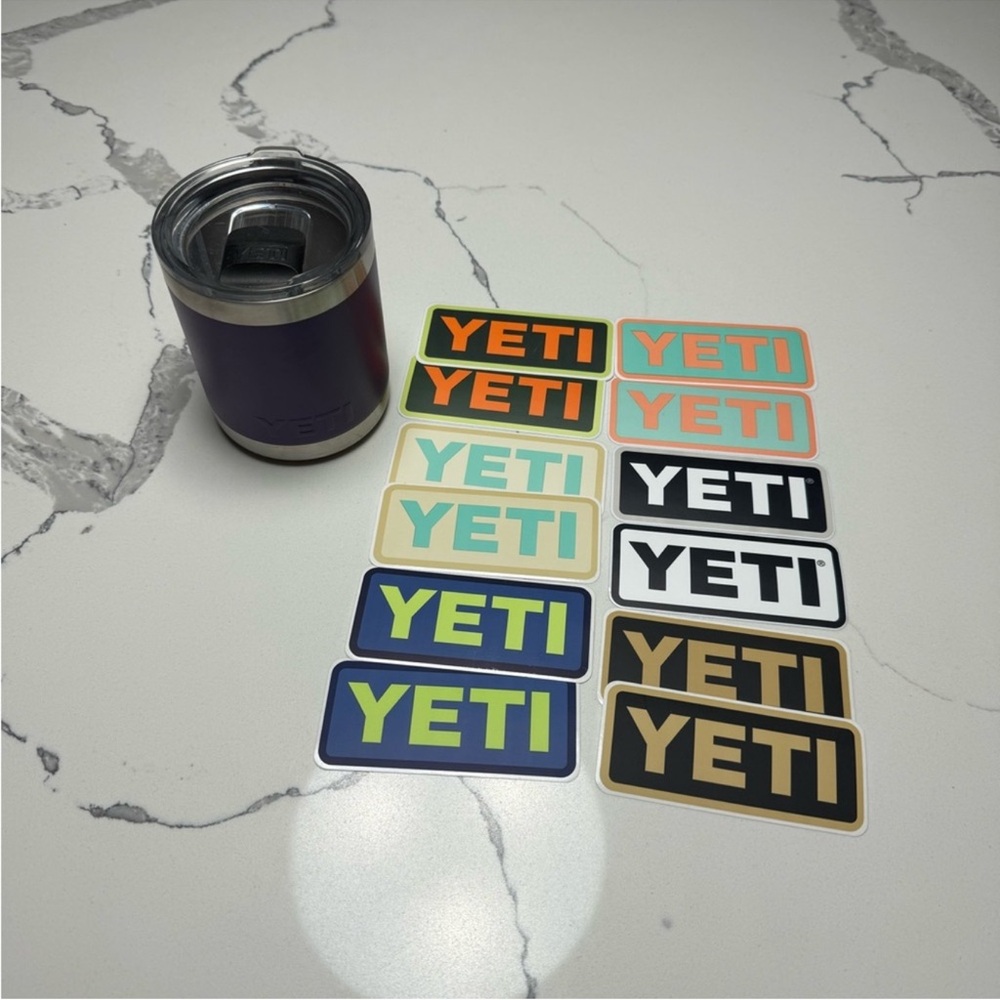 Yeti purple Stainless Steel Tumbler with 12 stickers